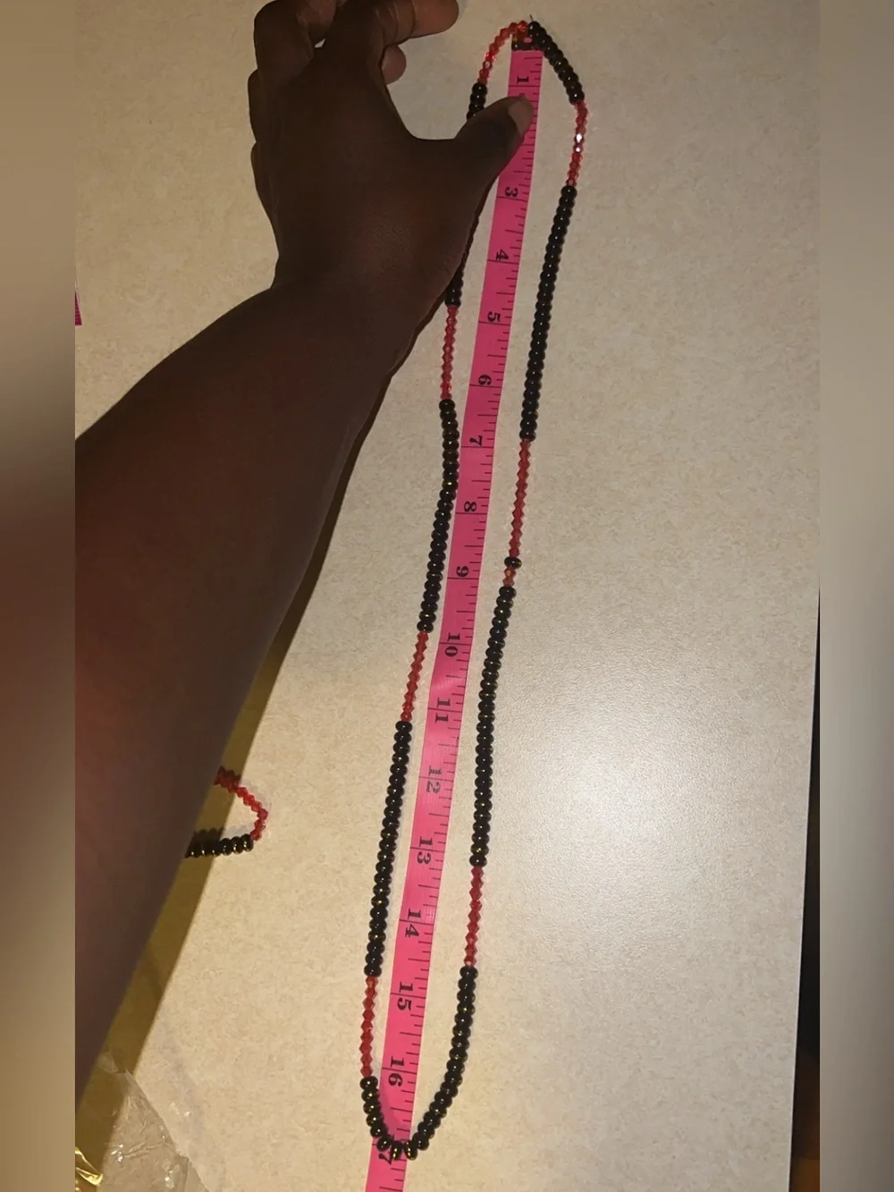 Beaded Multi-Strand Waist Chain with Red Accents handmade